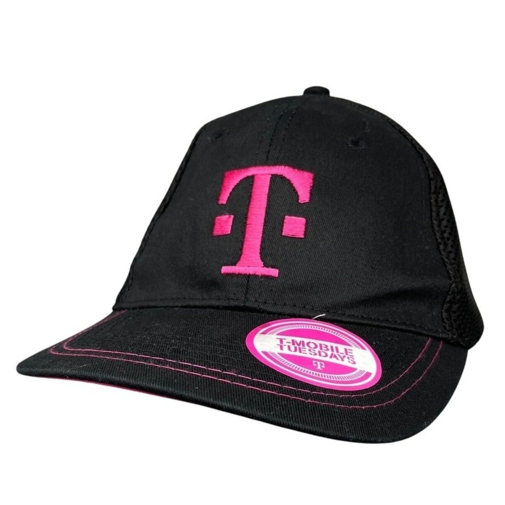 T Mobile‎ Tuesdays Black Pink Logo Mesh Hat Unisex Adjustable Snapback Cap